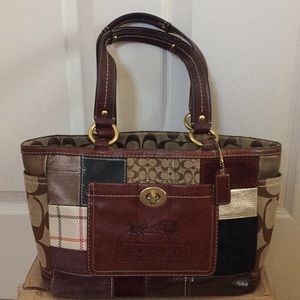 Coach Holiday Patchwork Satchel Handbag